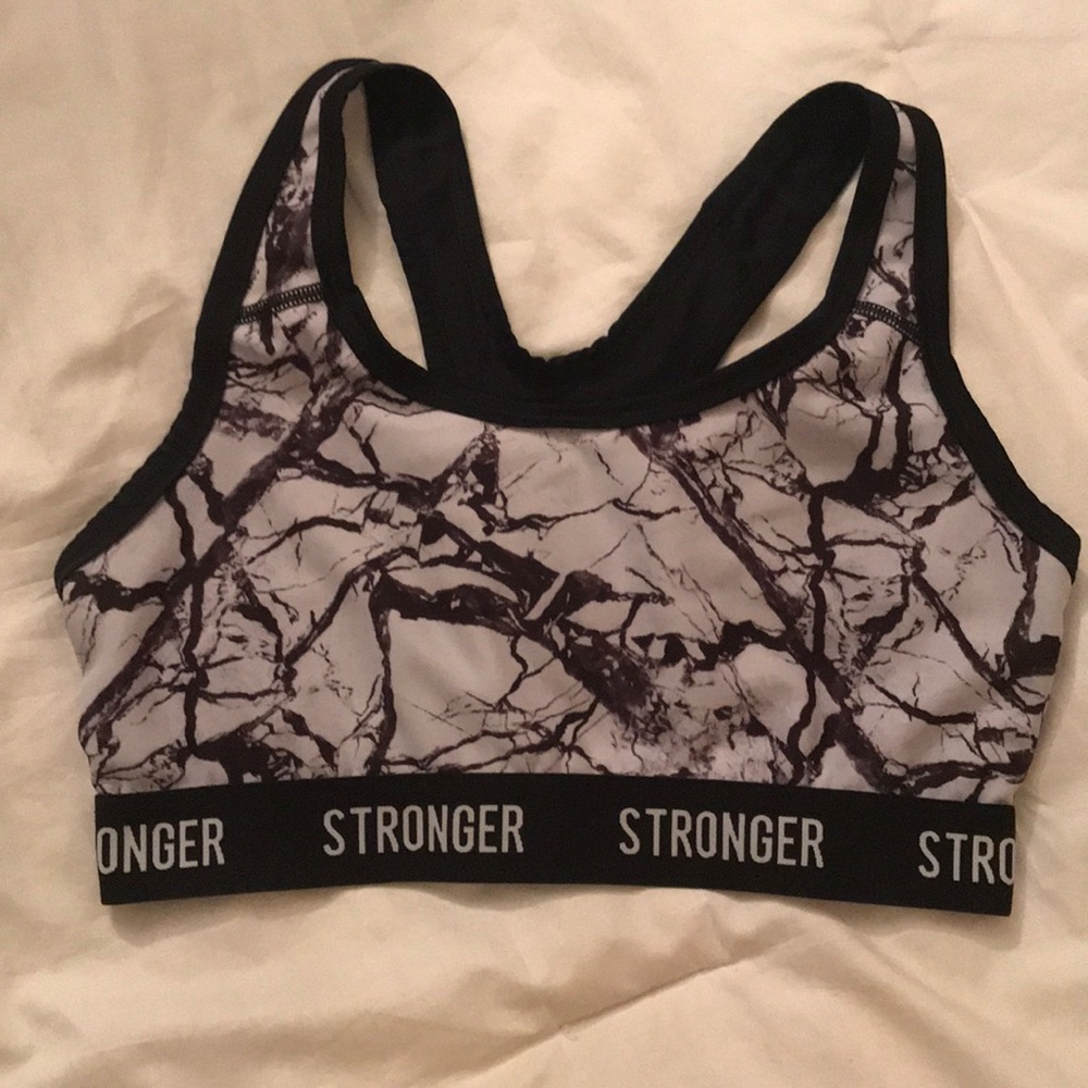 STRONGER marbled sports bra
